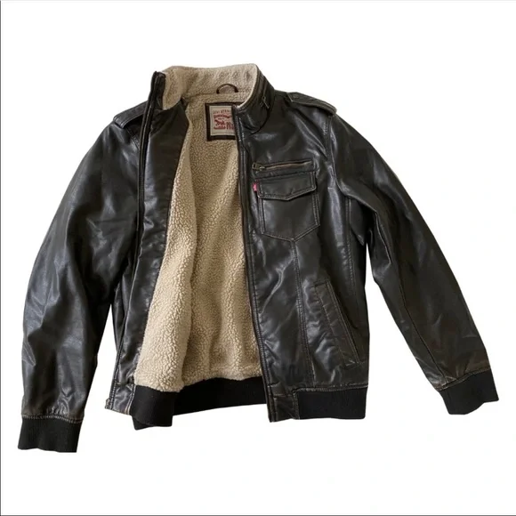 levi's faux leather & faux shearling bomber jacket - Picture 2 of 7